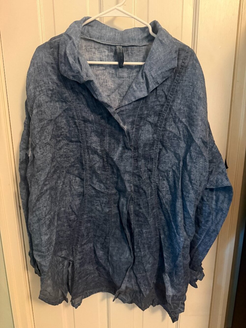 Cynthia Ashby Elon Linen Jacket Size 2 | Blue Lagenlook Oversized